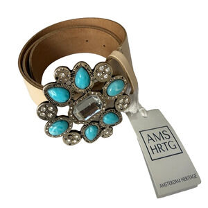 Amsterdam Heritage Luxe Belt 80 Small Leather Western Crystal Buckle NWT (As Is)